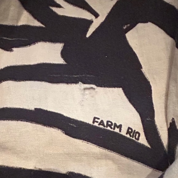 Farm Rio Anthropologie Wide Leg Linen Pants Black White Monstera Leaf Small Boho - Picture 13 of 13